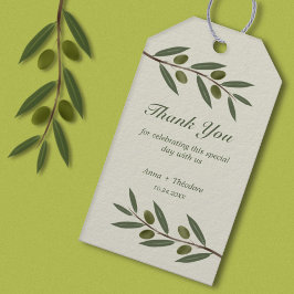 Watercolor Olijftak Bedank Cadeaubijschrift Cadeaulabel
