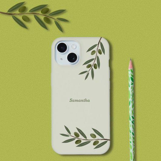 Watercolor Olijftak iPhone 15 Case