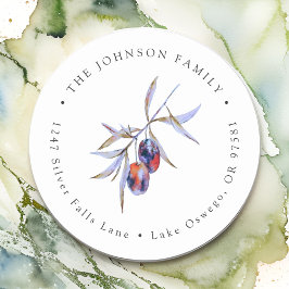 Watercolor Olijftak Retouradres Ronde Sticker