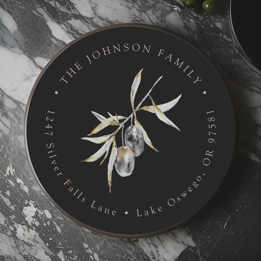 Watercolor Olijftak Retouradres Ronde Sticker