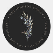 Watercolor Olijftak Retouradres Ronde Sticker (Voorkant)