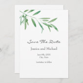 Watercolor Olijftak Save The Date (Voorkant / Achterkant)