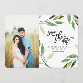 Watercolor Olijftak Save the Date met foto