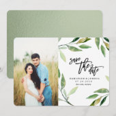 Watercolor Olijftak Save the Date met foto (Voorkant / Achterkant)