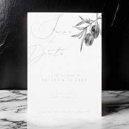 Watercolor Olijftak Trouw Save the Date Kaart