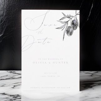 Watercolor Olijftak Trouw Save the Date Kaart