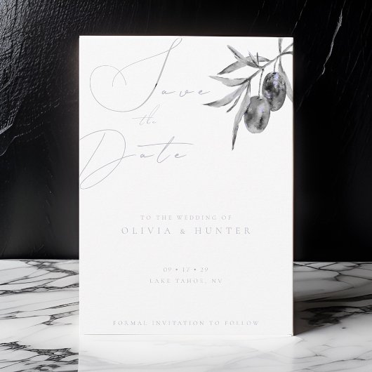 Watercolor Olijftak Trouw Save the Date Kaart