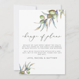 Watercolor Olijftakken Wijziging van plannen Huwel Aankondiging