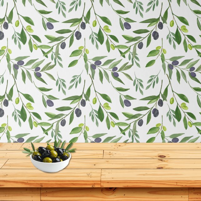 Watercolor Olive Pattern Behang (Creator heeft geüpload)