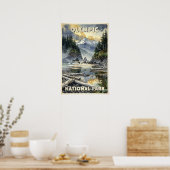 Watercolor Olympic National Park Retro Poster (Keuken)