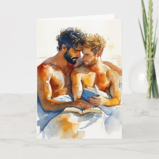 Watercolor Omhelzing met Boek Kaart (Voorkant)