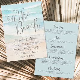 Watercolor On The Beach Wedding All In One Kaart