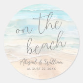 Watercolor On The Beach Wedding Ronde Sticker (Voorkant)