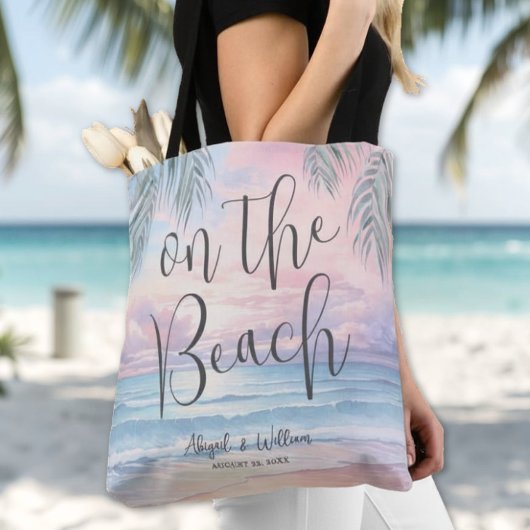 Watercolor On The Beach Wedding Tote Bag