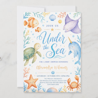 Watercolor Onder de Zee Baby Shower Kaart