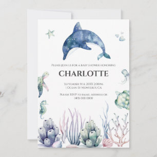 Watercolor Onder de Zee Baby Shower Uitnodiging