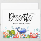 Watercolor Onder de Zee Desserts Bord (Voorkant / Achterkant)