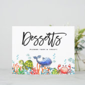 Watercolor Onder de Zee Desserts Bord (Staand voorkant)