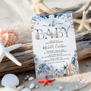 Watercolor Onder-de-Zee 'Oh Baby' Baby Shower Kaart