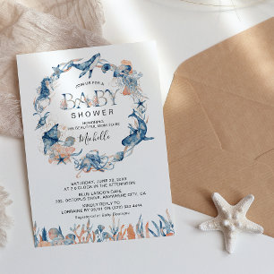 Watercolor Onderwater Krans Baby Shower Kaart