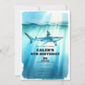 Watercolor Onderwater Oceaan Haai Verjaardagsfeest Kaart (Voorkant)