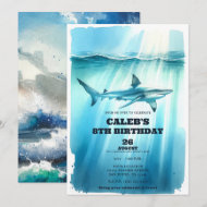 Watercolor Onderwater Oceaan Haai Verjaardagsfeest Kaart