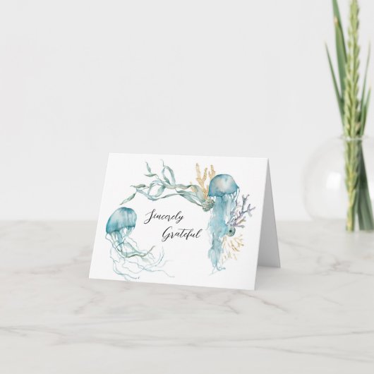 Watercolor Onderzeeische kwal bedankkaartjes Bedankkaart (Voorkant)