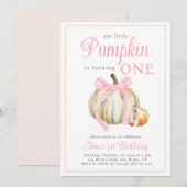 Watercolor Onze Kleine Pompoen Lint Boog Kaart (Voorkant / Achterkant)