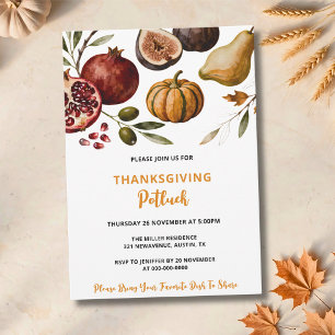 Watercolor Oogst Vruchten Thanksgiving Potluck Kaart