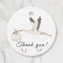 Watercolor ooievaar baby shower bedankt bedankjes labels