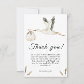 Watercolor ooievaar babyshower bedankkaart (Voorkant)