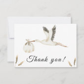 Watercolor ooievaar babyshower bedankkaart (Voorkant)