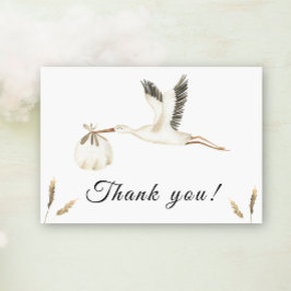 Watercolor ooievaar babyshower bedankkaart