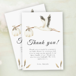 Watercolor ooievaar babyshower bedankkaart