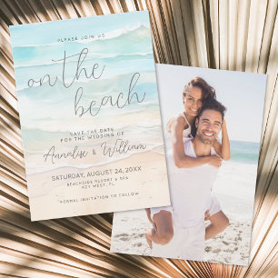 Watercolor Op De Strand Huwelijk Save The Date