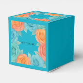Watercolor Orange and Teal Roses Wedding Bedankdoosjes (Achterkant)