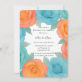 Watercolor Orange and Teal Roses Wedding Kaart (Voorkant)