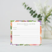 Watercolor Orange Floral Bridal Shower Recipe Card (Staand voorkant)