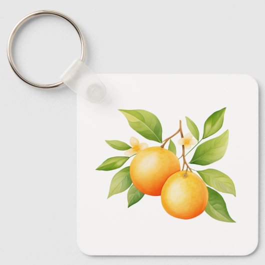 Watercolor Orange Flower Sleutelhanger (Voorkant)
