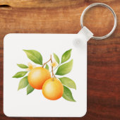 Watercolor Orange Flower Sleutelhanger (Achterkant)