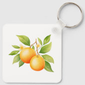 Watercolor Orange Flower Sleutelhanger (Achterkant)