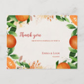 Watercolor Orange Fruit Citrus   Wedding Thank You Briefkaart (Voorkant)