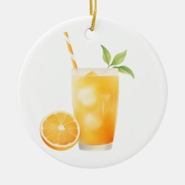 Watercolor Orange Juice Keramisch Ornament