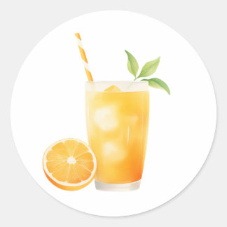 Watercolor Orange Juice Ronde Sticker