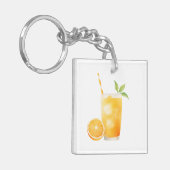 Watercolor Orange Juice Sleutelhanger (Voorkant Links)