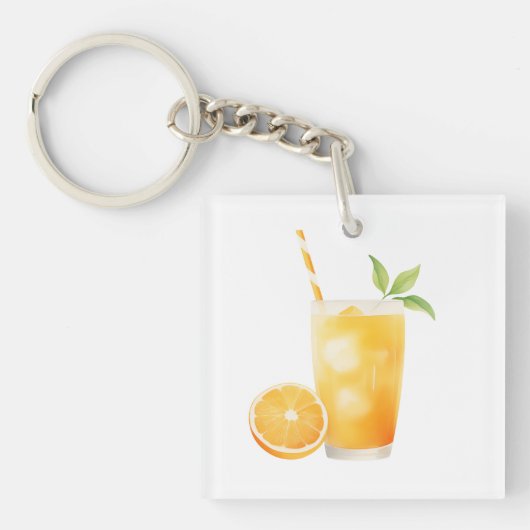 Watercolor Orange Juice Sleutelhanger (Voorkant)