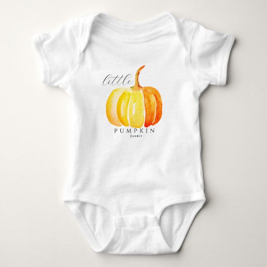 Watercolor Orange Little Pumpkin Baby Name  Romper (Voorkant)