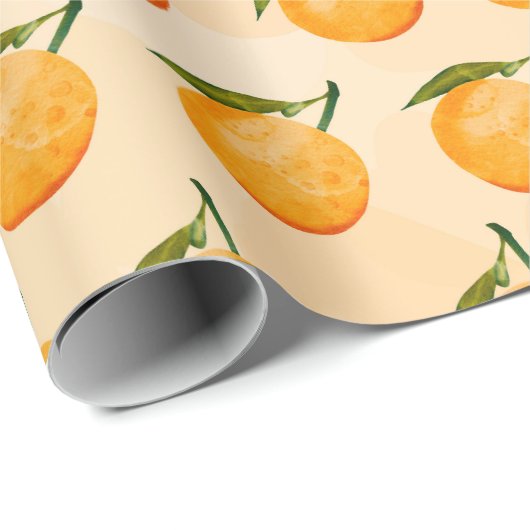 Watercolor Orange Pattern Cadeaupapier (Rol Hoek)