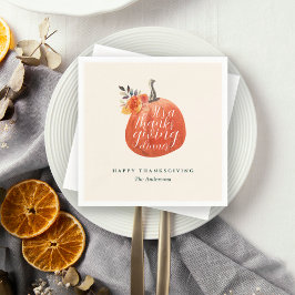 Watercolor Orange Pumpkin Friendsgiving Dinner  Servet