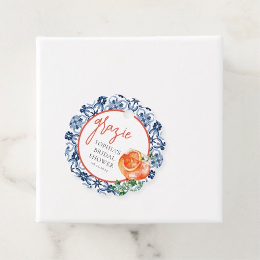 Watercolor Orange Spritz Grazie  Bedankjes Labels (In situ)